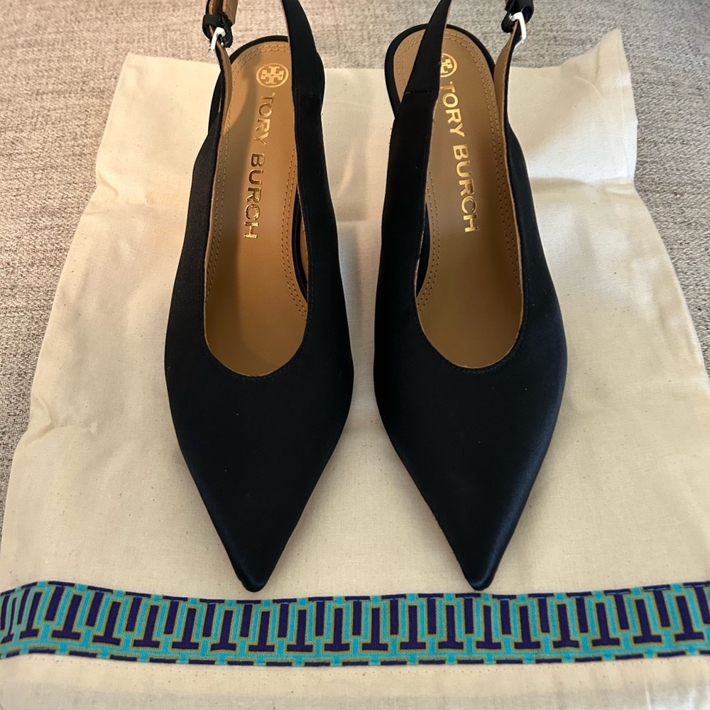 Tory Burch Black & White Slingback Women's Shoes